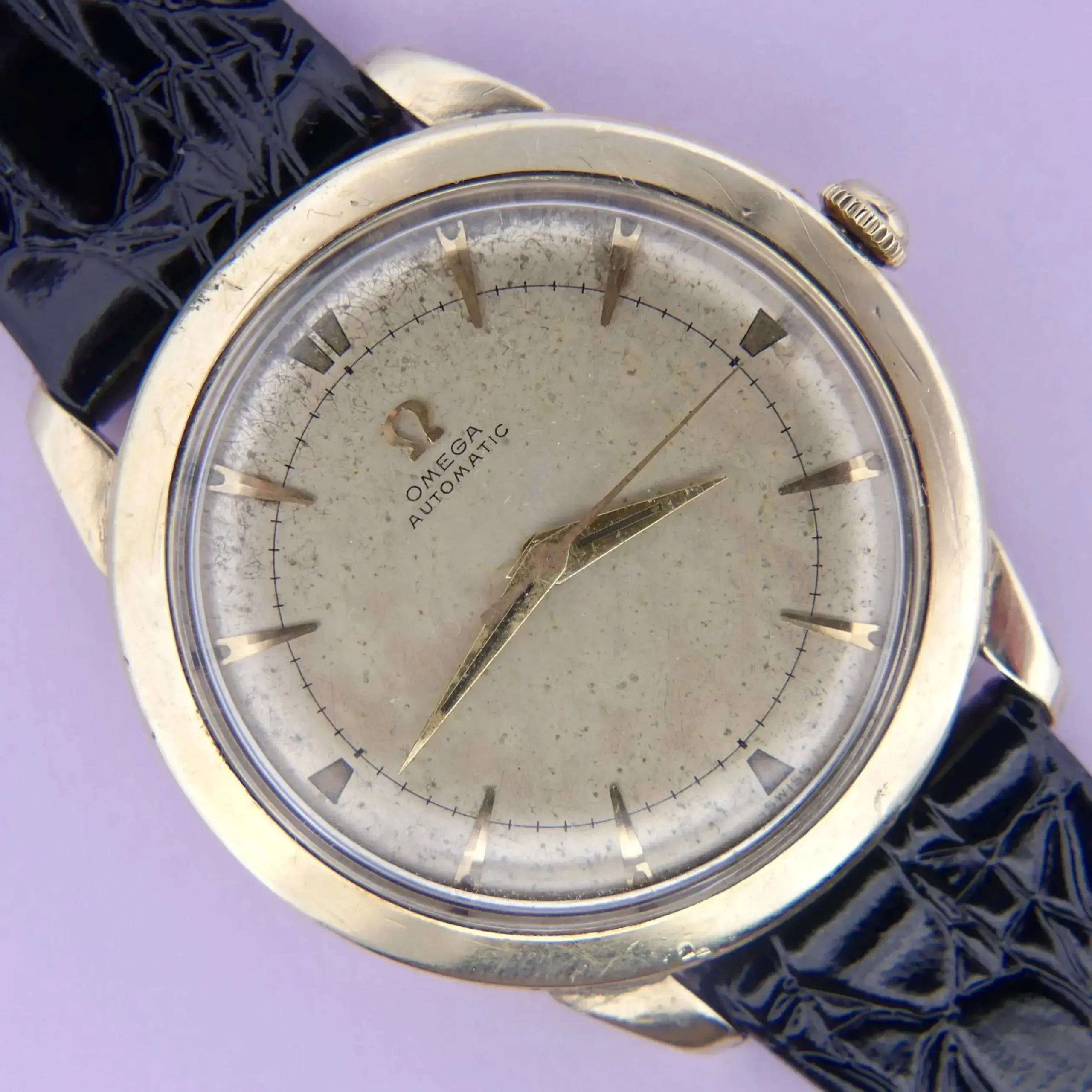 omega automatic bumper cal 354 watch black leather 984 scaled 1