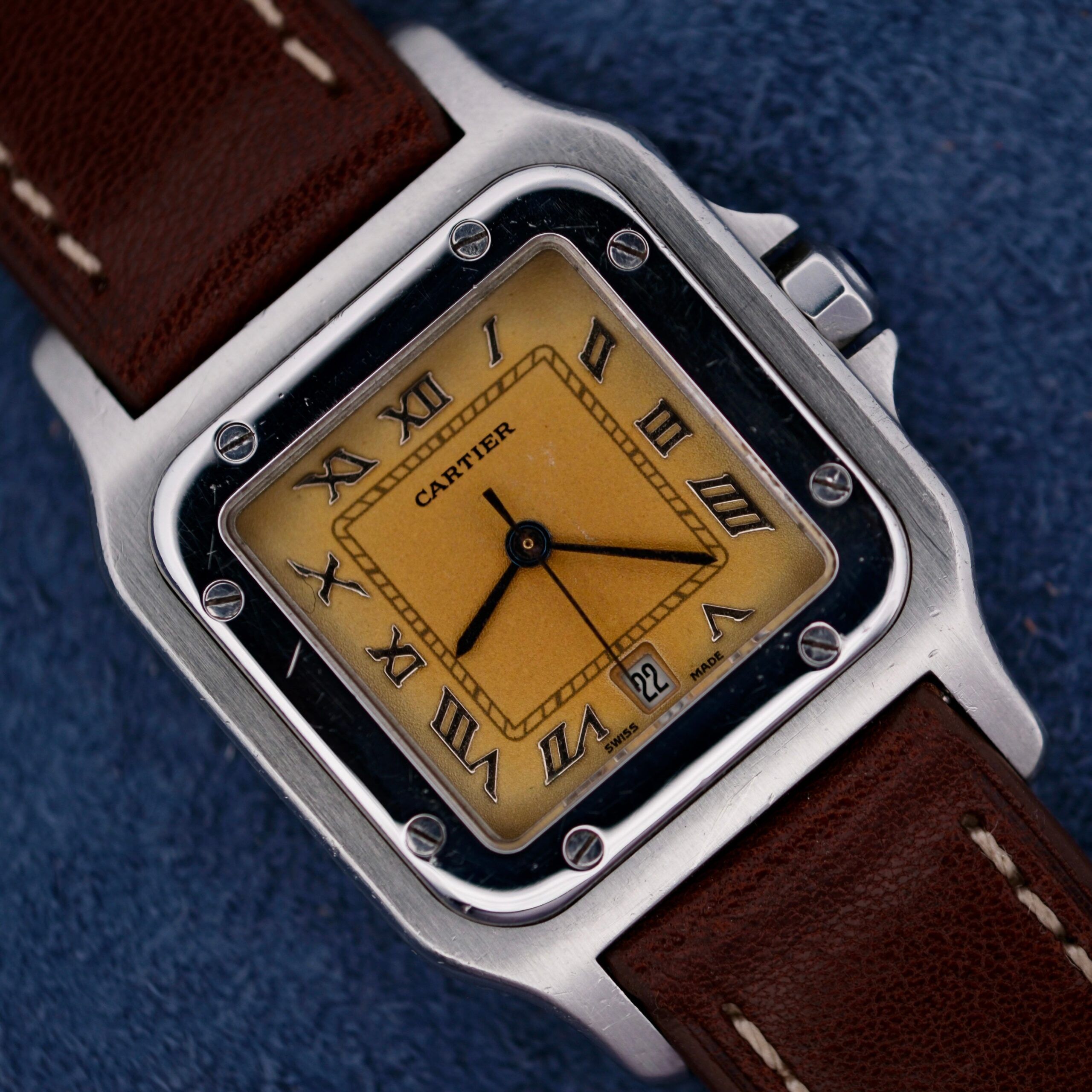 1990s cartier santos galbee ref 1564 watch brown leather 619 scaled 1
