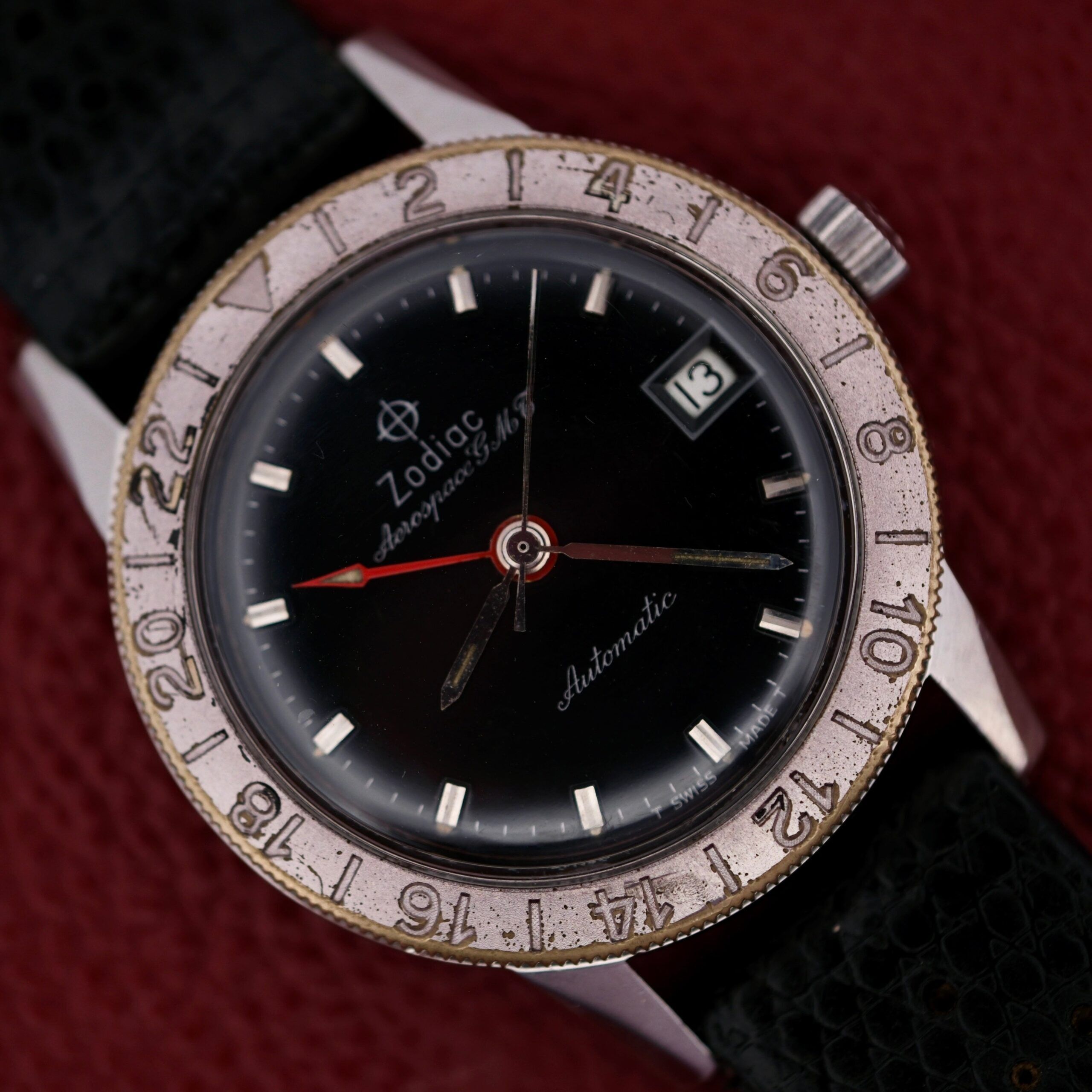 1960s zodiac aerospace gmt automatic date watch black dial 424 scaled 1