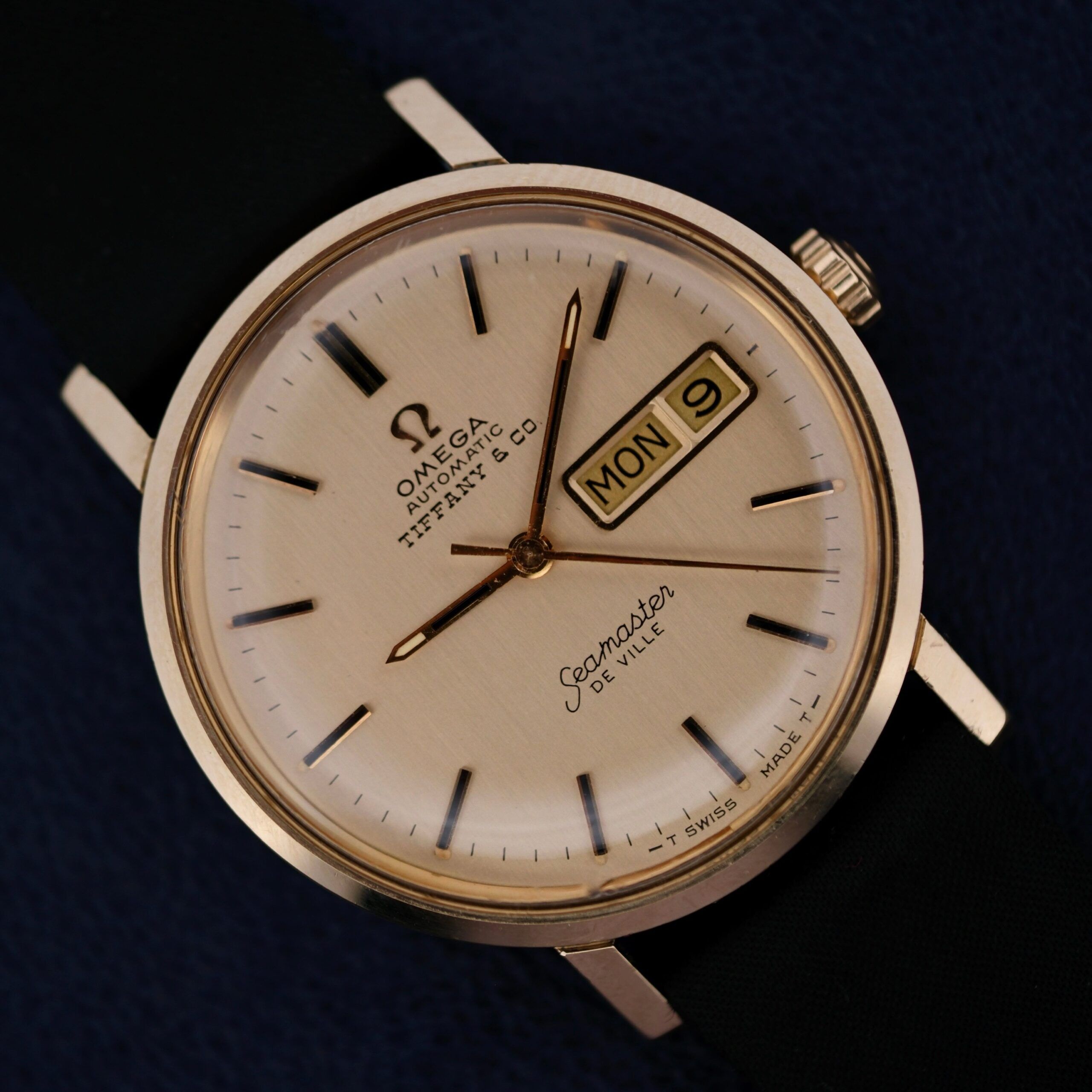 A watch with a black band
